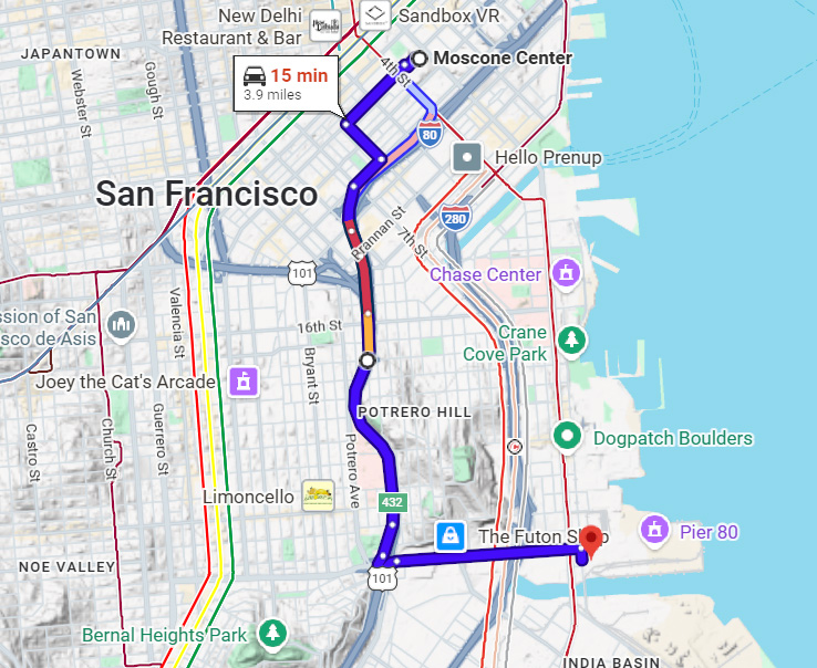 Map of San Francisco Moscone Center to Midway